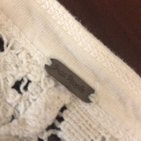 Free People patchwork Lacey back crochet ivory long sleeve top size small - Picture 8 of 8